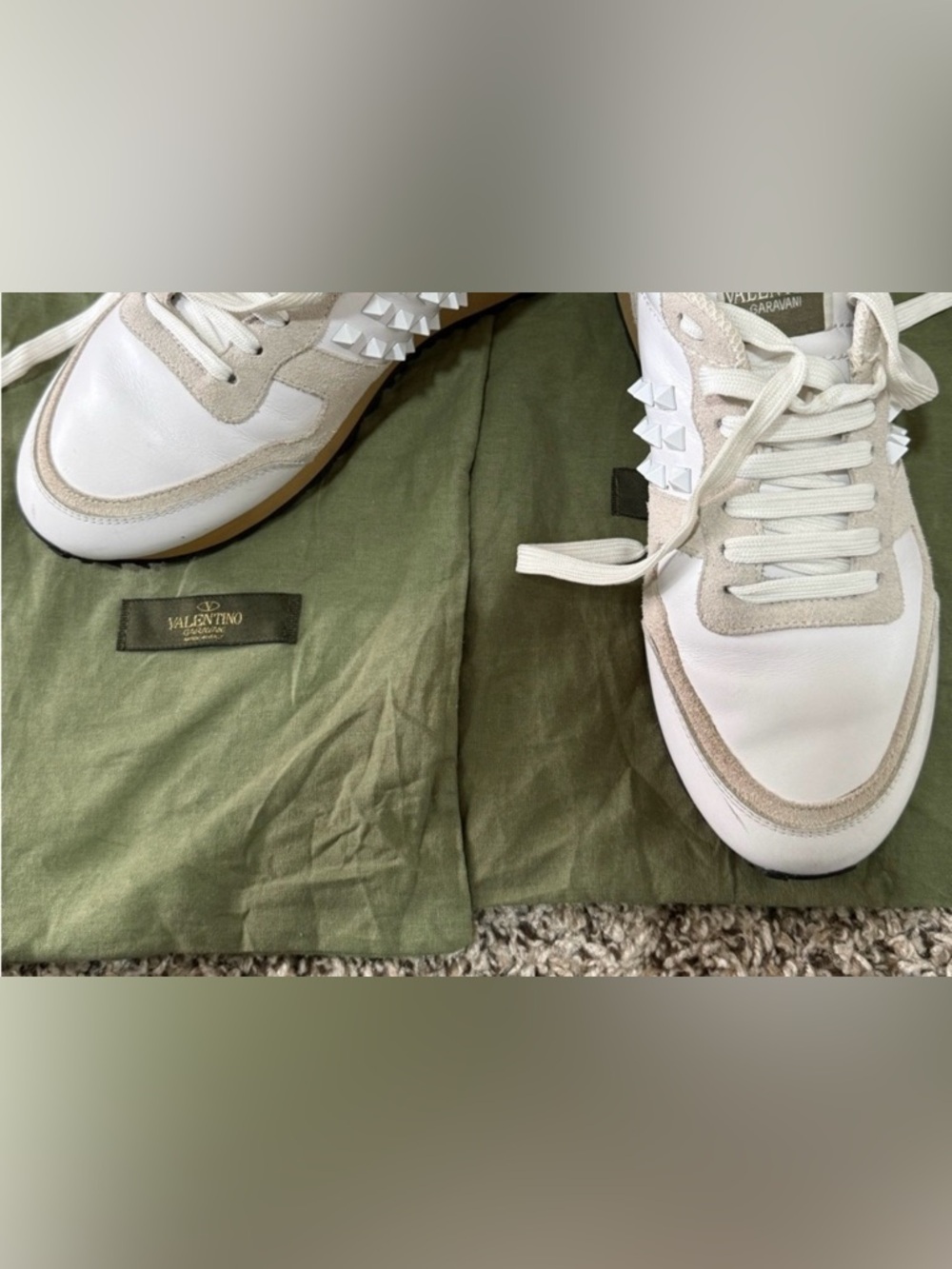 Valentino Garavani Leather White Rockrunner Sneakers Size 39